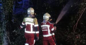 Los bomberos extinguen un incendio de vegetación junto a la CA-135 en Ayuntamien…